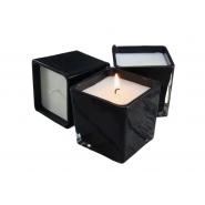 Pot à bougie en verre épais carré noir – Aromateasy
