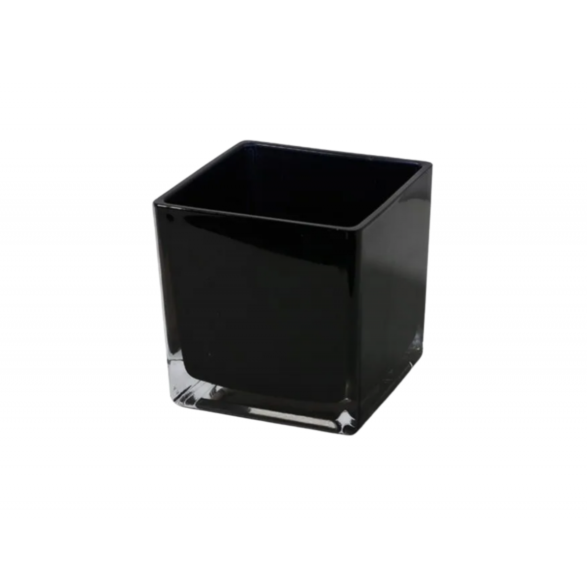 Pot à bougie en verre épais carré noir – Aromateasy